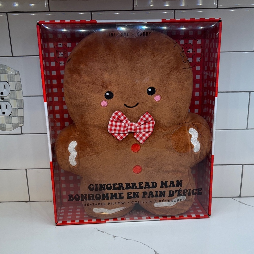 Gingerbread Man Heatable Huggable Pillow Christmas Microwavable Plush NIB